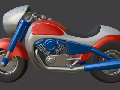 Cartoon Motorcycle 3D Model 3D model 5