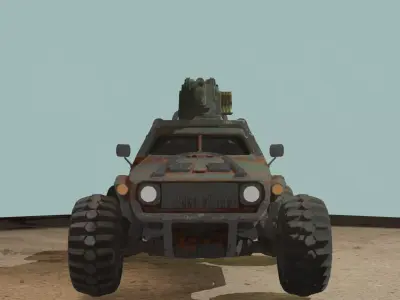 Stylized Wasteland Battle Car Low-poly 3D model