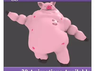 Funny Pig Low-poly 3D model