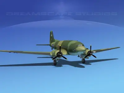 Douglas C-47 Dakota USAF V09 3D model