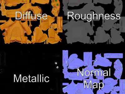 Golden Beetle Fantasy model pack Low-poly 3D model