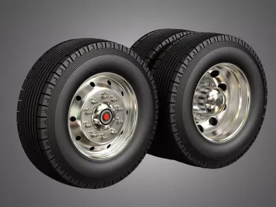 Fire Truck Tires and Rims 3D model