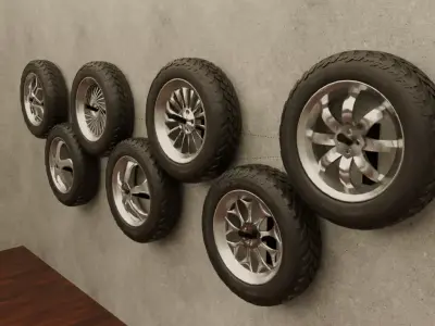 tires with different rim designs 3D model