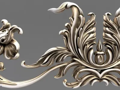 Cartouche ornate design with bird 3D model