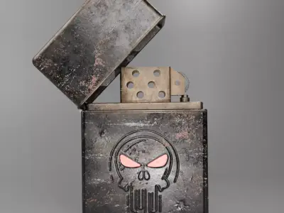 Vintage Skull Engraved Lighter Realistic 3D Model 3D model