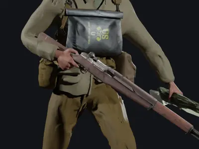 World War 2 US D-Day Infantry - Rigged Low-poly 3D model