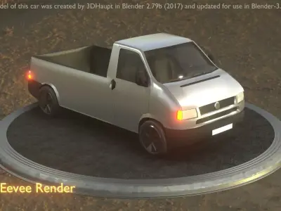 City Car 69 Commercial Pickup 3500 Type-C Silver Low-poly 3D model