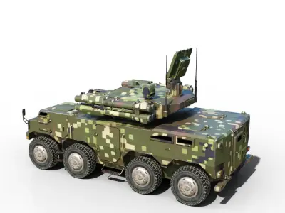 4 coatings of PLA Type 625E AA Gun Missile System PGL625 PGL-625 Low-poly 3D model