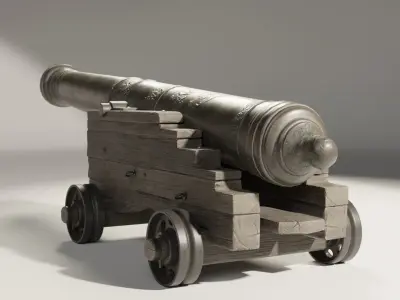 Medieval Cannon Low-poly 3D model