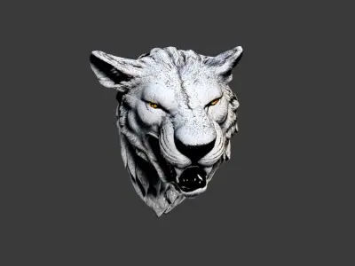 Lion Animal Head Low-poly 3D model