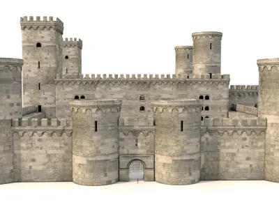Castle medieval Low-poly 3D model