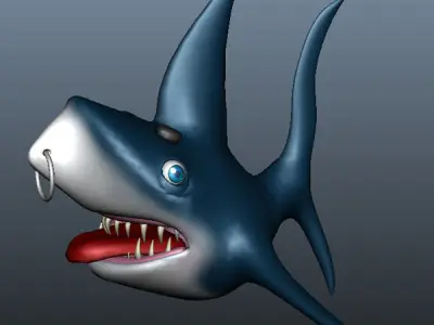 Shark cartoon 02 Low-poly 3D model