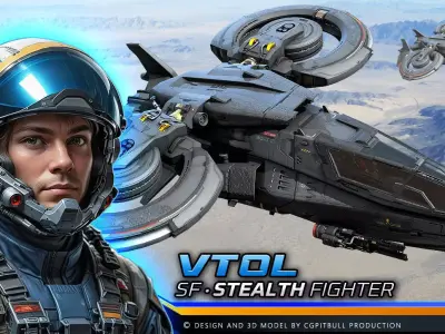 VTOL - STEALTH Fighter Low-poly 3D model