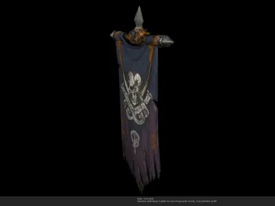 Stylized War Flag 3D Model - AI Low-poly 3D model