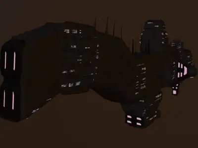 Low poly space craft large Low-poly 3D model