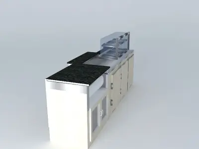 Kit cafe counter with glass top Free 3D model