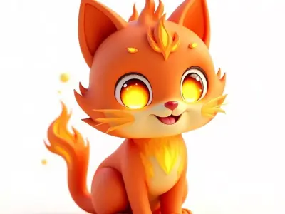 Magical Fire Fox Spirit 3D Model Low-poly 3D model