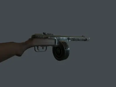 PPSH-41 WW2 SMG Low-poly 3D model