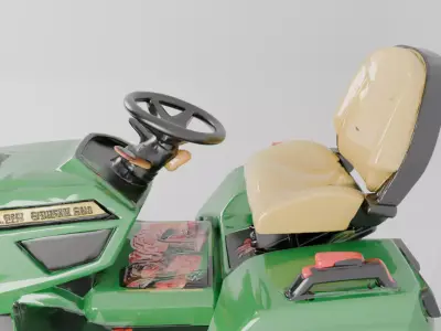 Green Lawn Grass Tractor 3D Model 3D model