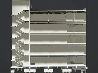 Building in section cut 3D model