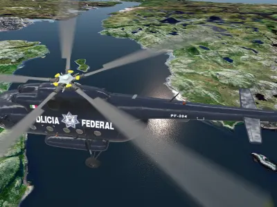 Mi-17 Mexican Police Animated Low-poly 3D model