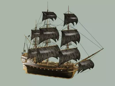 Sailboat Galleon - Game Ready B Low-poly 3D Model Low-poly 3D model