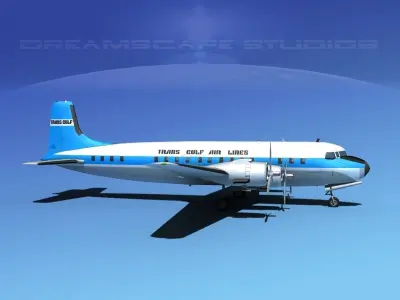 Douglas DC-7B Trans Gulf Air Cargo 3D model
