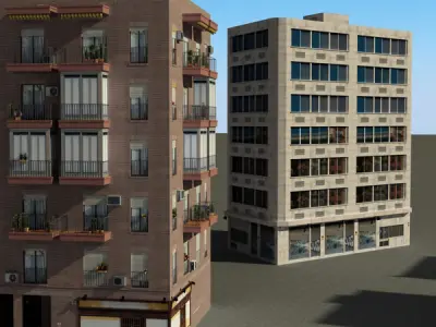 Building Collection 9-12 Low-poly 3D model