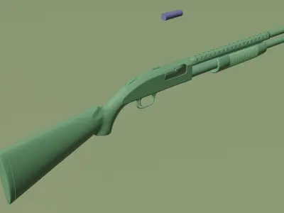 Pump Action Shotgun Low-poly 3D model