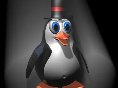 Penguin cartoon rigged Low-poly 3D model