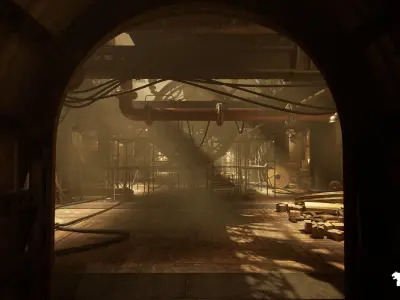 Steampunk Clock Factory Environment Low-poly 3D model