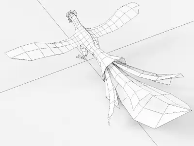 Fantasy bird low poly 3d model  Low-poly 3D model