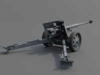 88 mm Pak 43 Anti-Tank Gun Low-poly 3D model