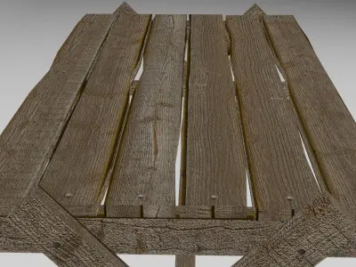 Old Wood Table Low-poly 3D model