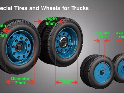 Special Heavy Duty Truck Tires and Wheels 3D model