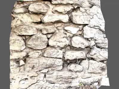 Fence wall of a castle made of stones 3D model