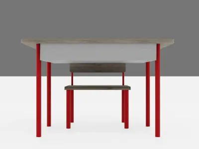 School Chair and Desk Free 3D model