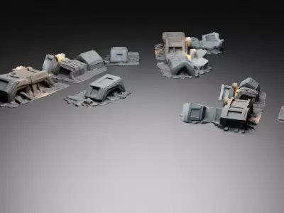 Debris04 Smoke and Sparks LowPoly LOD Low-poly 3D model