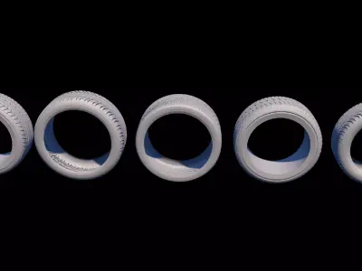 c4d Car tire Industrial model 5pack  blender Rubber Low-poly 3D model