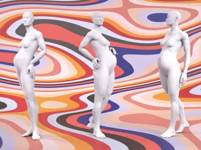 8 months pregnant fashion mannequin pose set 3D model