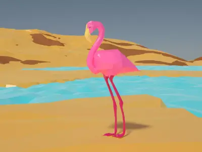 Pink Flamingo sylized 3d model Low-poly 3D model