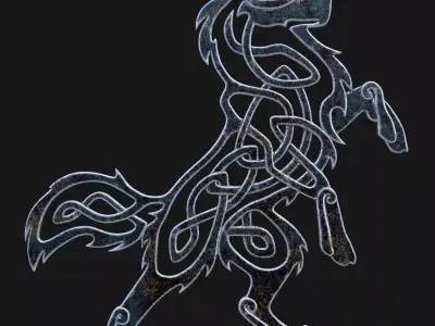 Celtic Wolf Pendant Low-poly 3D model