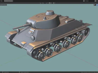 T 50 Tank Base Mesh Low-poly 3D model