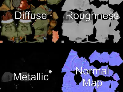 World War Soldier Character Model  Rigged and Animated Low-poly 3D model