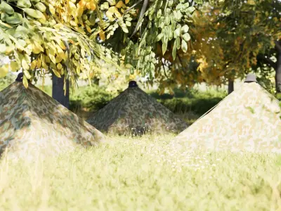 Wehrmacht tent - Viererzelt Low-poly 3D model