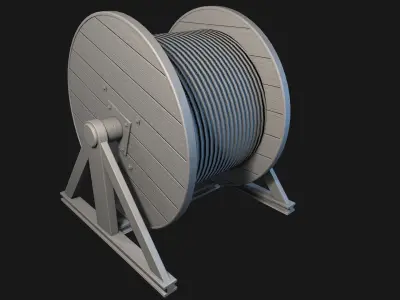 Low Poly PBR Wooden Cable Reel Low-poly 3D model