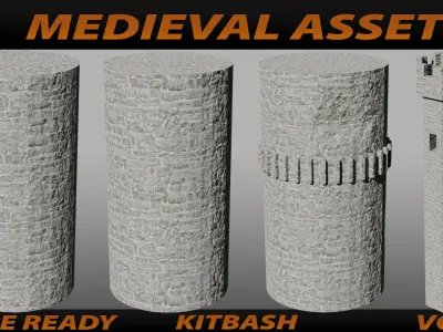 MEDIEVAL ASSETS KITBASH VOL 01 Low-poly 3D model