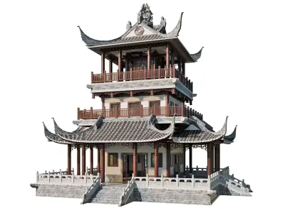 Traditional Pavilion Pagoda Exterior 3D model