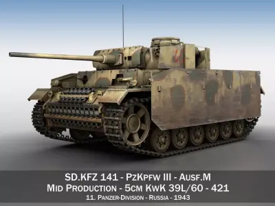 PzKpfw III - Panzer 3 - Ausf M - 421 3D model