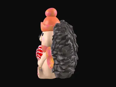 3D model hedgehog holding candy cane Low-poly 3D model